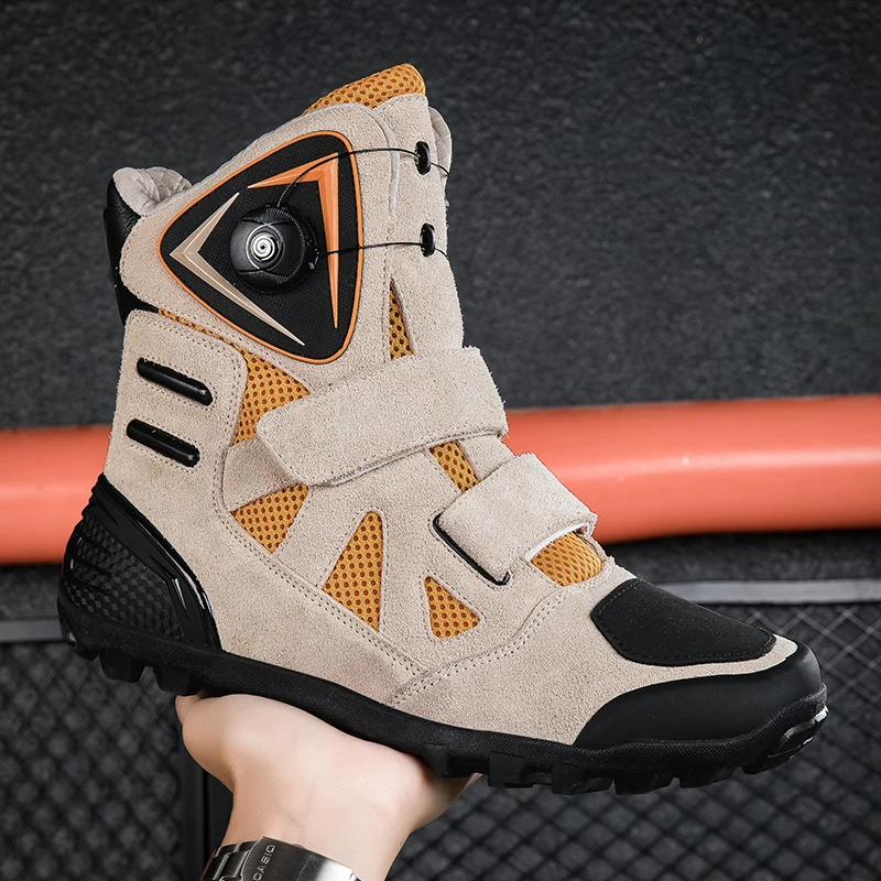 

Motorcycle protective boots men large size four season wear-resistant fashionable high top riding shoes off-road cycling boots
