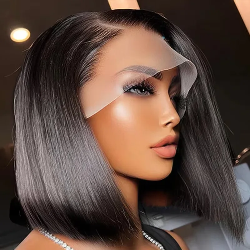 12 14 Inch Bone Straight Short Bob Wig Lace Front Human Hair Wigs Brazilian Bob Wig 250% 13x4 HD Lace Frontal Wig Human Hair