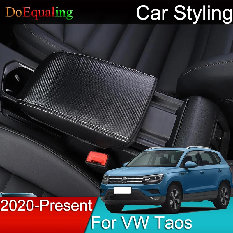Dla Volkswagen Tharu 2022 2021 2020 VW Taos podłokietnik samochdoowy pokrywa konsoli poduszka podpierająca Top matowy mata wykładzinowa Case akcesoria