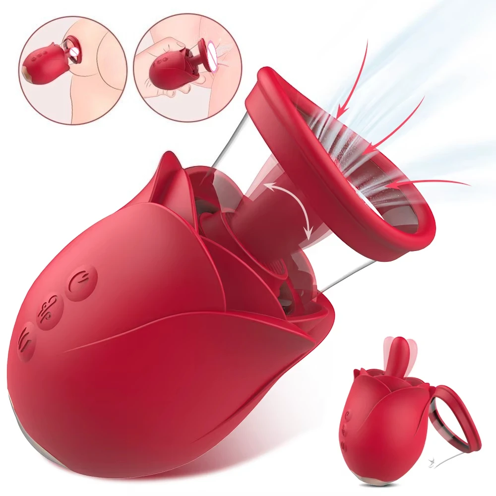 Rose Toy Toungue Freaky Tongue Licking Clitoris Stimulate Famale Masturbator Vacuum Sucking Nipple Sucking Products for Girls