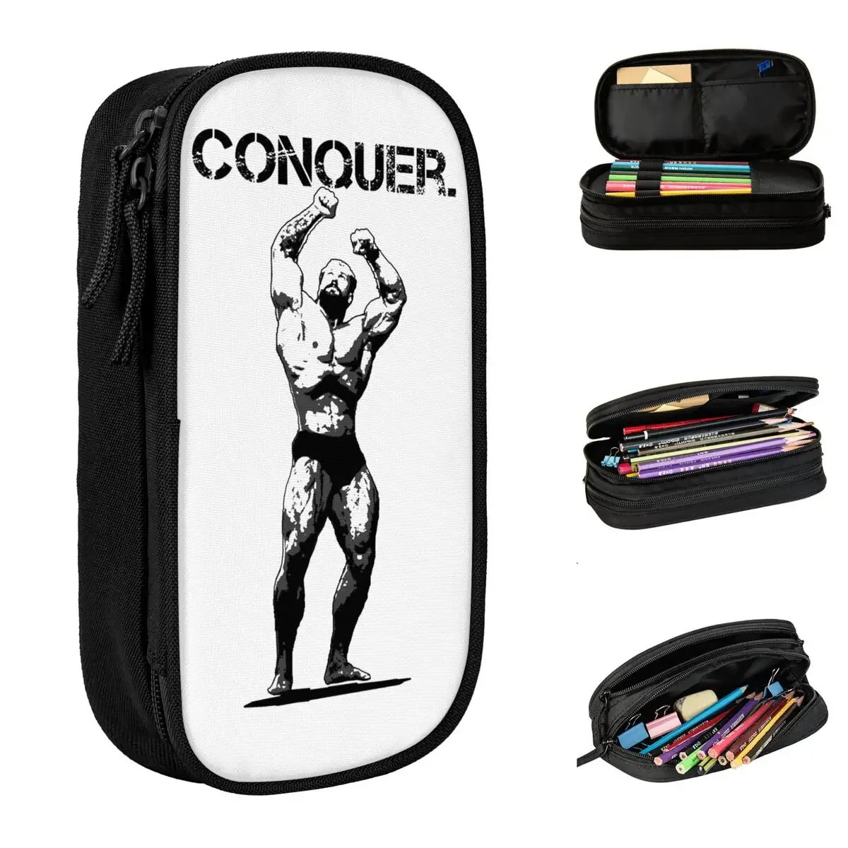 Chris Bumstead Pencil Cases Fashion Gym Motivation Pen Box Bags Student Big Capacity Office Gifts Pencilcases