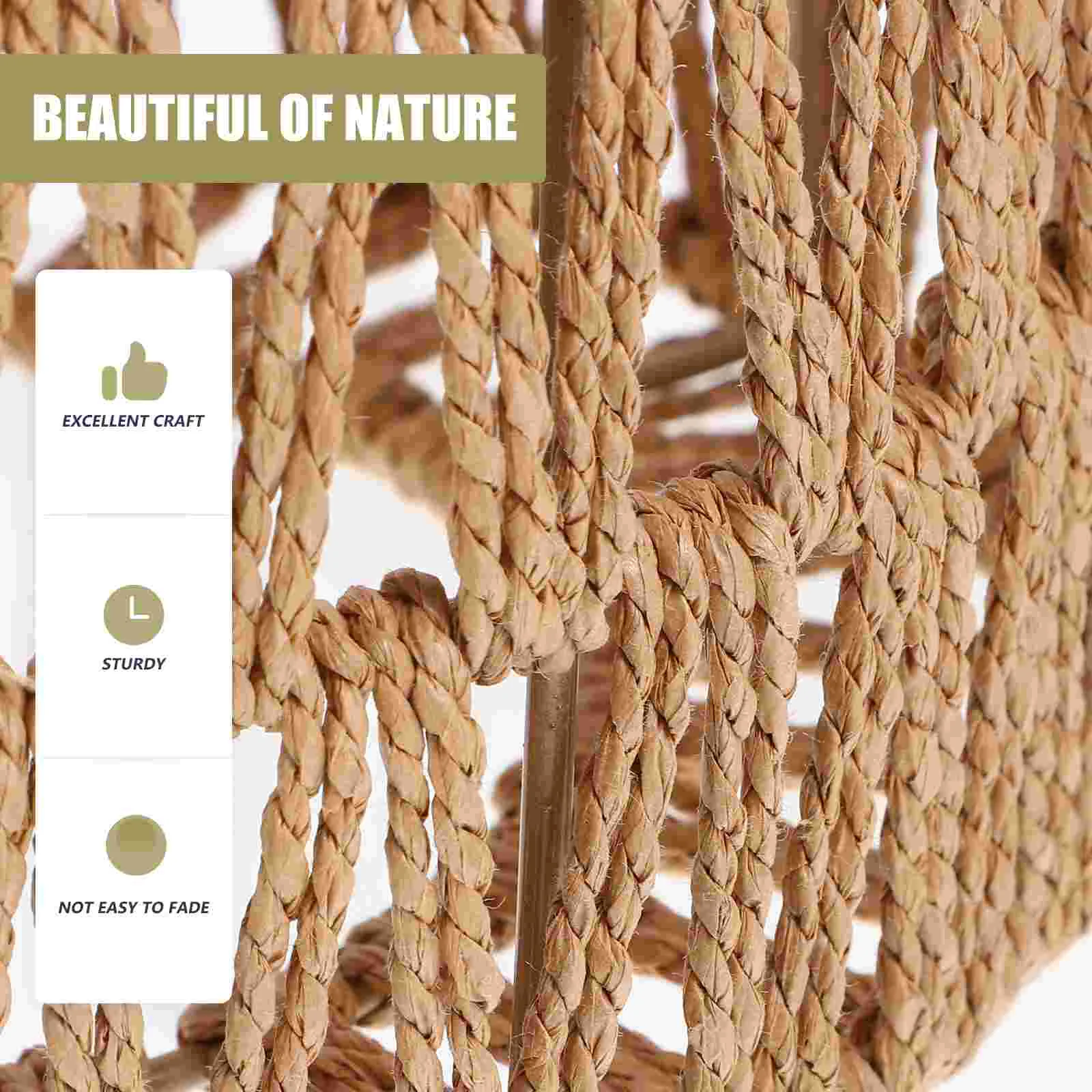 Braided Straw Rope Lampshade Small Yellow Woven Retro Style Light Cover for Pendant Lamp No Burrs Lightweight Safe Wear