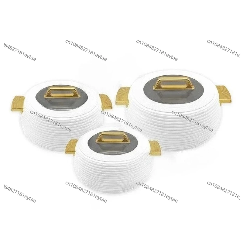 

YJM9345 Capacity 3-4-5LNew Arrival luxury food warmer set golden food warmer sets of 3 Round casserole set