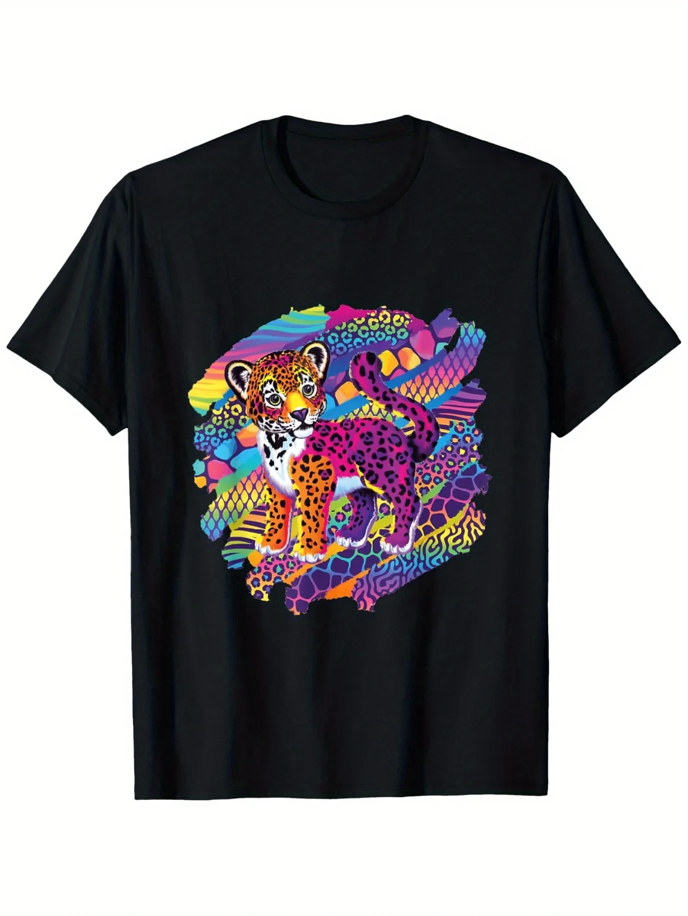 

Colorful Retro Jaguar Cub Graphic Tee Vibrant 90s Style Print Cotton Casual T-Shirt Unisex