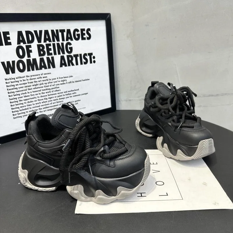 

Модные женские кроссовки на скрытой платформе, осенние, спортивные, на шнуровке, дышащие, сетчатые, повседневные, 2026