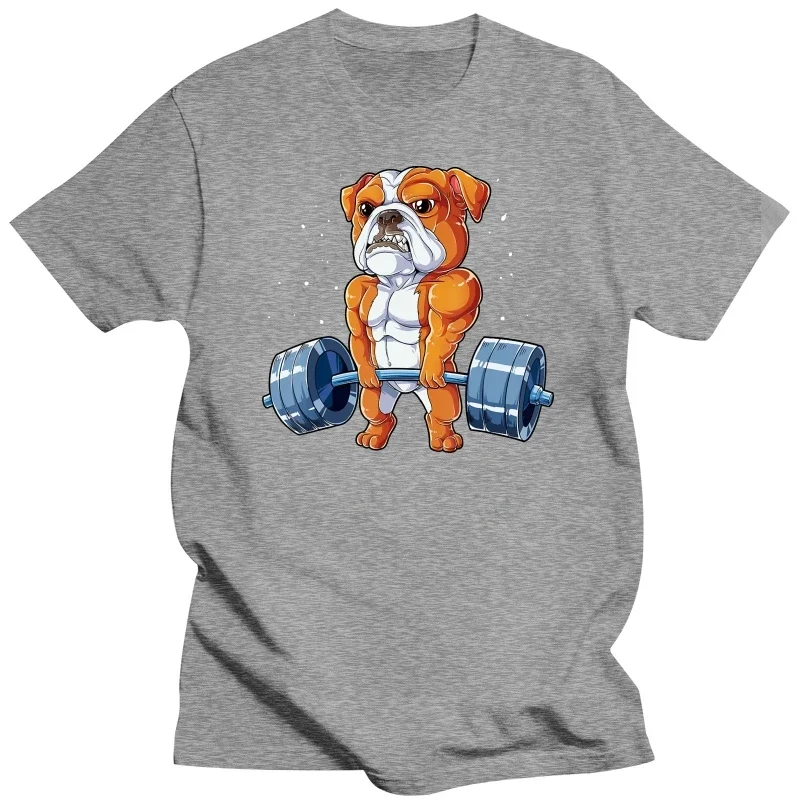 English Bulldog Weightlifting Funny Deadlift Gym Dog T Shirts Cotton Streetwear Short Sleeve Birthday Gifts Summer Style T-shirt