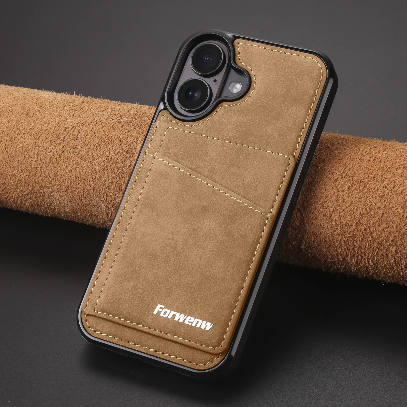 Business Flip Lederhülle für iPhone 18 17 Air 16E 17E 16 15 14 13 12 11 Pro Max Plus Mini mit integrierter Kartenfunktion und Geldbörse – Detail 15