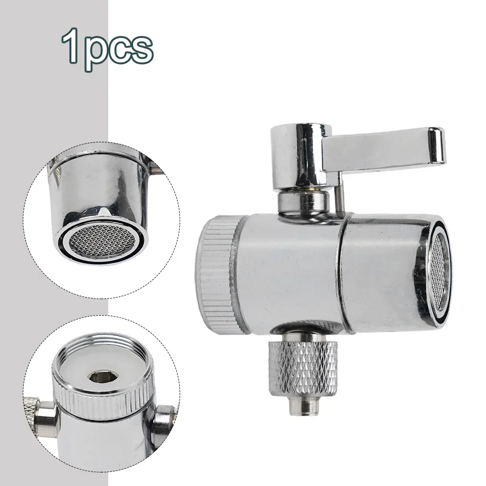 1pcs Diverter Valve Faucet Adapter Brass Counter Top Water Fits Most Filter Faucets G1/2inch G3/8inch M22 X M24 Silver