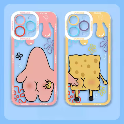 Cute Cartoon SpongeBob Patrick Star Clear Case For Samsung Galaxy A03 A04 A05 A05S A11 S10 S20 S21 S22 S23 S24 FE ULTRA 5G Case