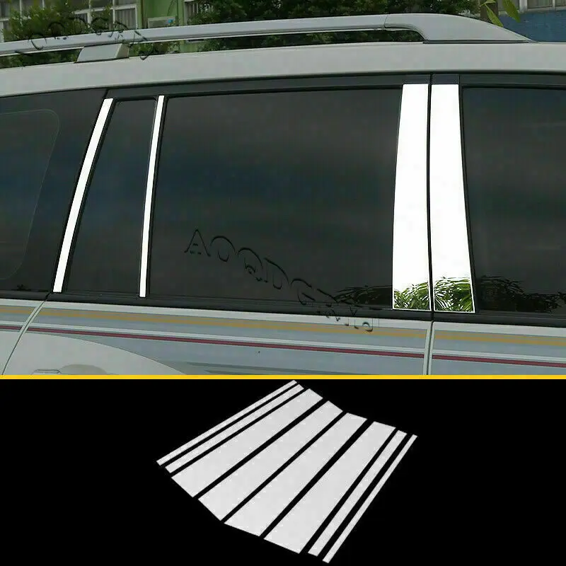 8Pcs Chrome Stainless Pillar Posts Door Cover Trim For Toyota Land Cruiser 08-21
