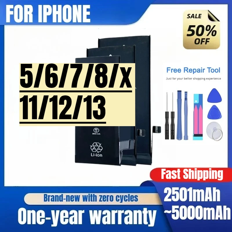 

Applicable To Apple Mobile Phone Battery 5/6/7/8/x/11/12/13 Large Capacity High Capacity Replacement Batteries with Tools