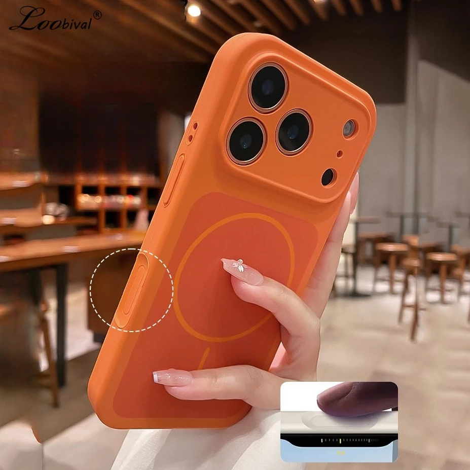 Für MagSafe: Candy Color Matt Slim Case für iPhone 17 Pro Max 17Pro mit magnetischem Kamera-Steuerknopf, weiche Flüssigsilikonhülle