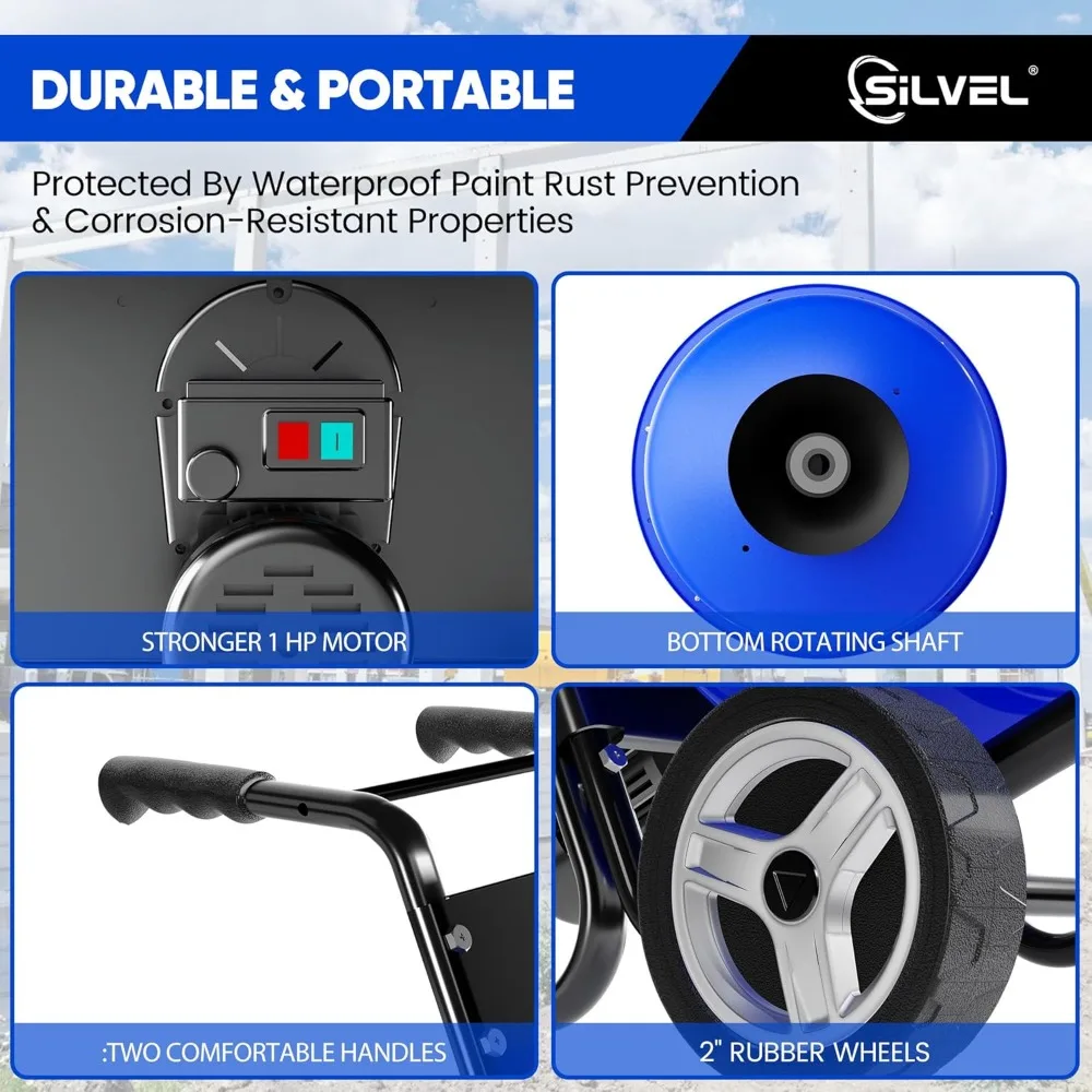 5.3 قدم مكعب. خلاط خرسانة مثبت على العربة - خلاط أسمنتي كهربائي بقوة 750 وات 1 حصان، آلة خلط شديدة التحمل للملاط والجص وF