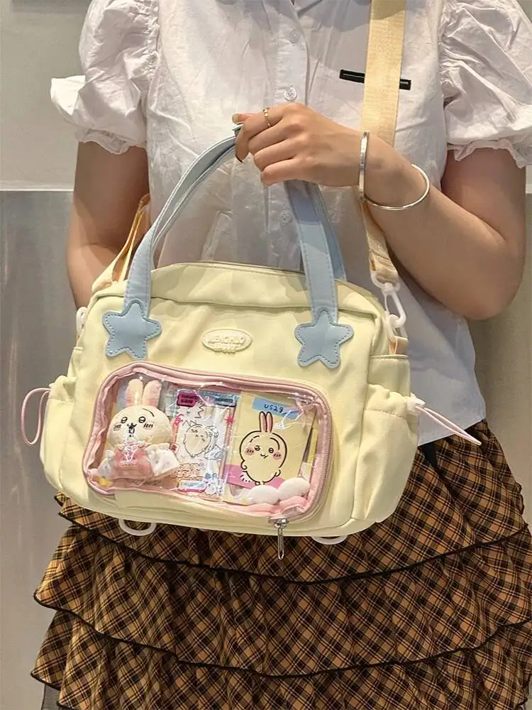 

Bloom Haruku Yellow Itabag Crossbody Women Nylon Handle Casual Messenger Bag Girls Transparent Mini Backpack Ita Bags
