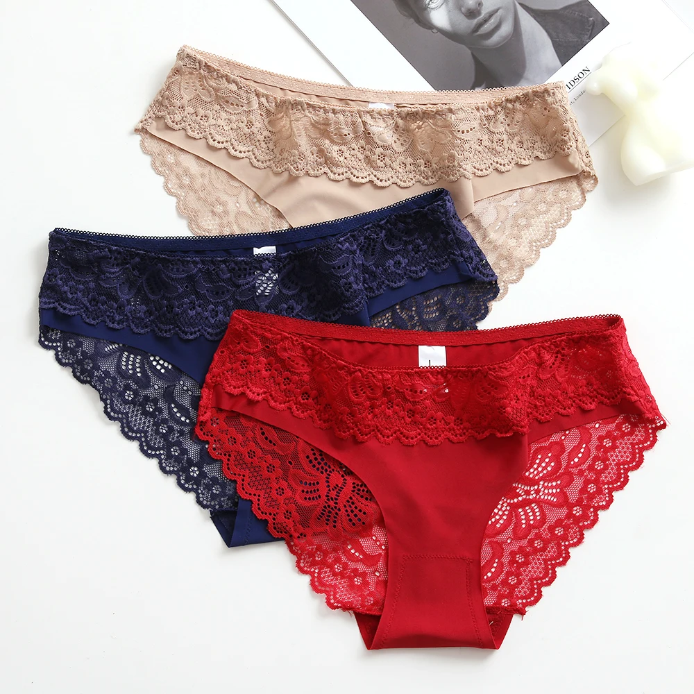 

Sexy Women's Panties Sweet Lace Underwear Woman Cotton Crotch Briefs Female Intimates Lingerie Low Rise Underpants