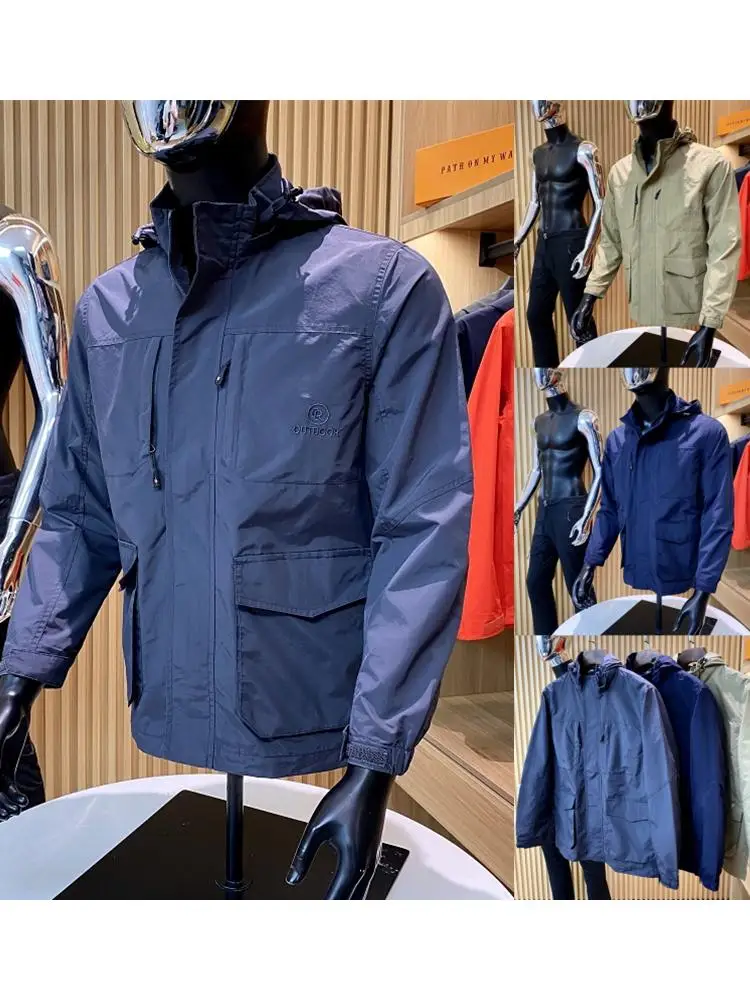 

Уличная мужская модная куртка с капюшоном, водонепроницаемая, ветрозащитная, повседневная, легкая рабочая одежда, осенняя новинка, молодежная одежда, подставка