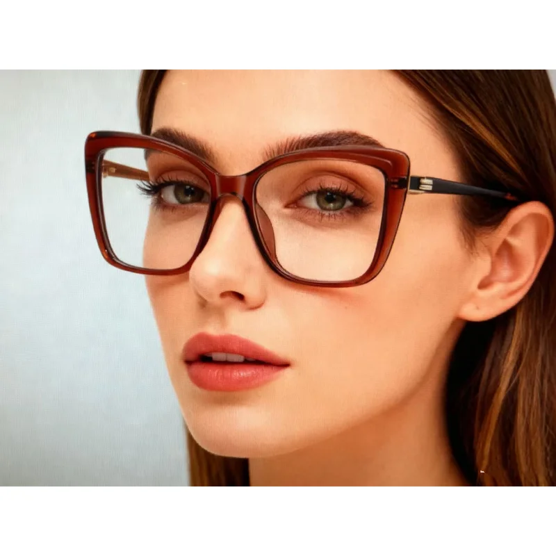 

High Quality Anti Blue Ray Reading Glasses tr90 Myopia Hyperopia Optical Glasses Women Prescription Eyewear Blue Cat Eye Glass
