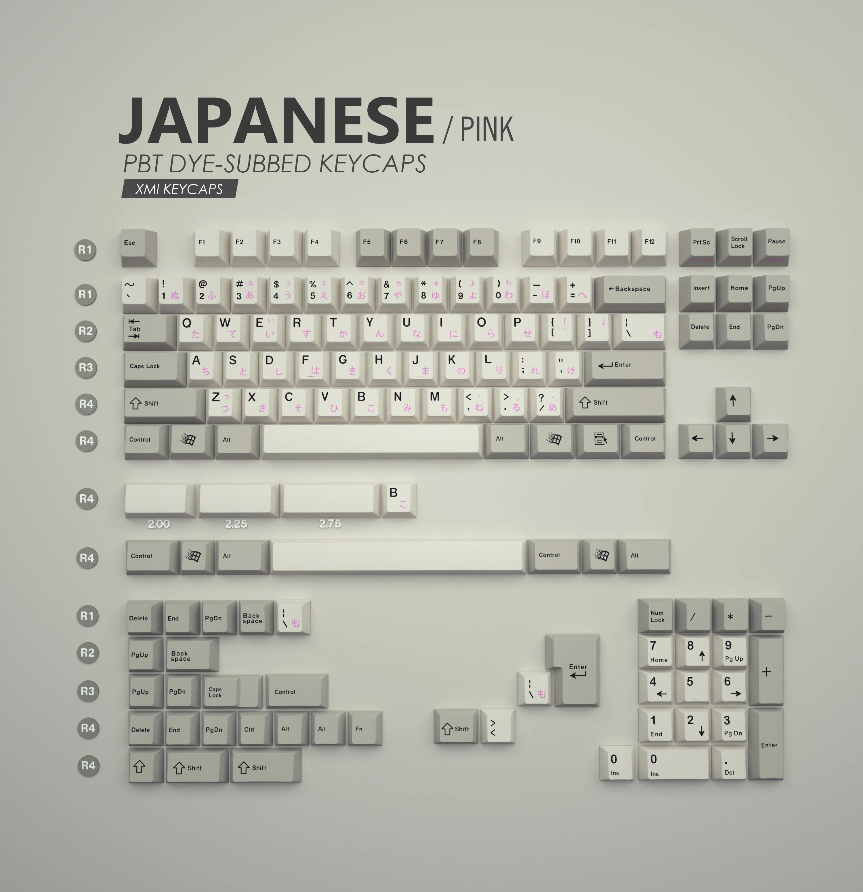 Imagem -06 - Xmi-xiami Teclado Mecânico Keycaps Japonês Japão Pbt Dye Sub Clássico Cinza e Branco Retro