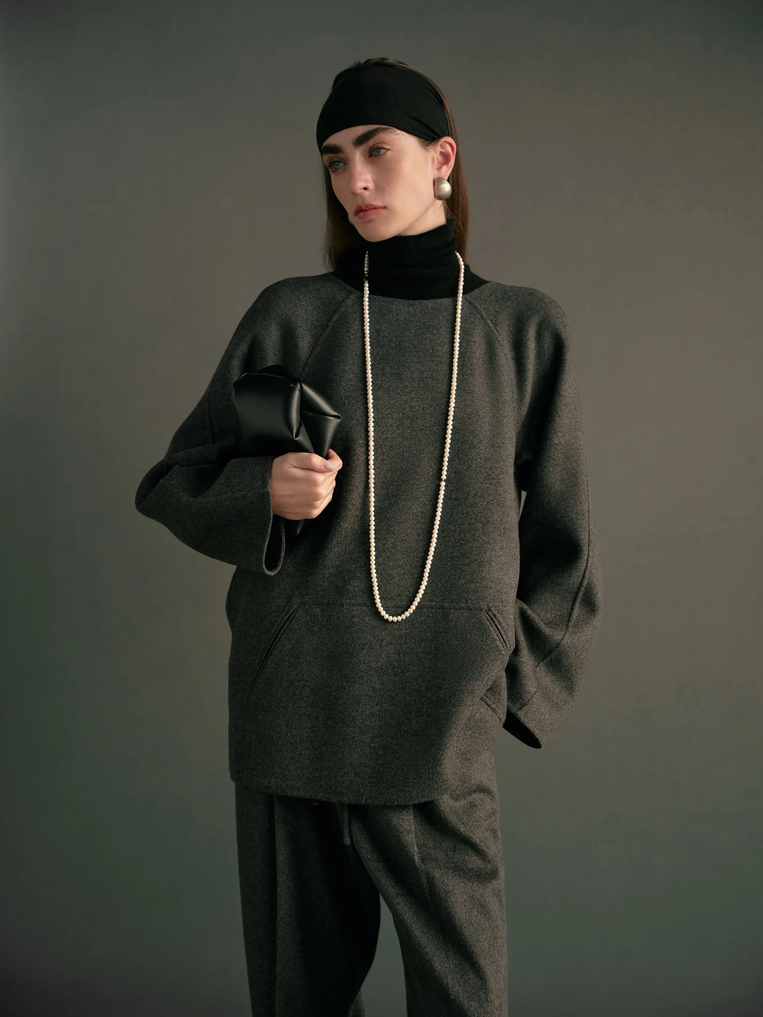 

DMON Double-Faced Woolen Turtlene Coat Camel down Silk ape Outerwear Long Sve Women's Premium Faion Winter Coat