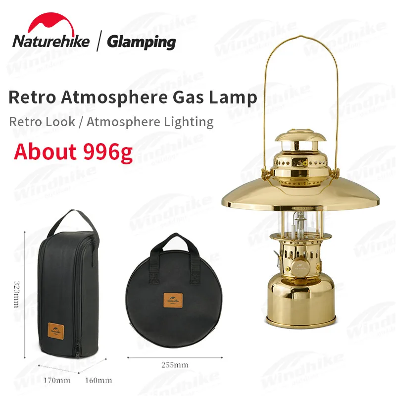 Naturehike Gas Lantern Camping Lamp Retro Atmosphere Light Outdoor Garden Lighting Tool Electronic Ignition Portable Ultralight