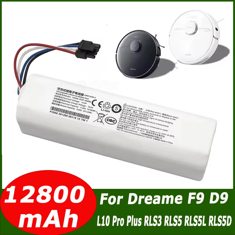 

100% Original Battery for Dreame Robot Vacuum Mop Cleaner D9 F9 L10 L10 Pro 12800mAh Lithium-ion Battery Pack 4INR19/66-2