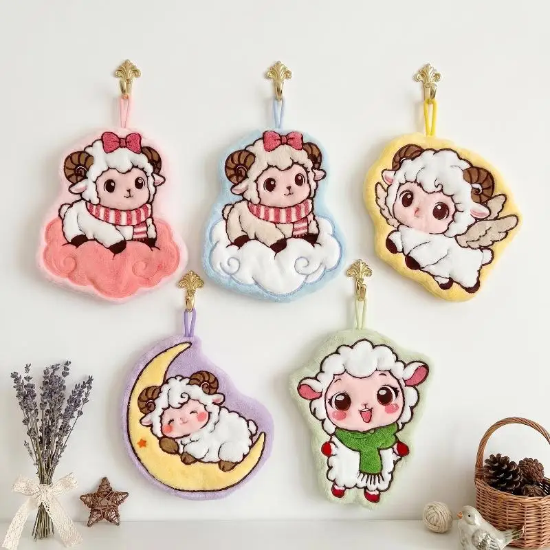 Sheep Shaped Hand Towel Handkerchief Kitchen Towels Super Absorbent Towel Hanging Cleaning Cloth Bathroom Kitchen Accessories - view 2