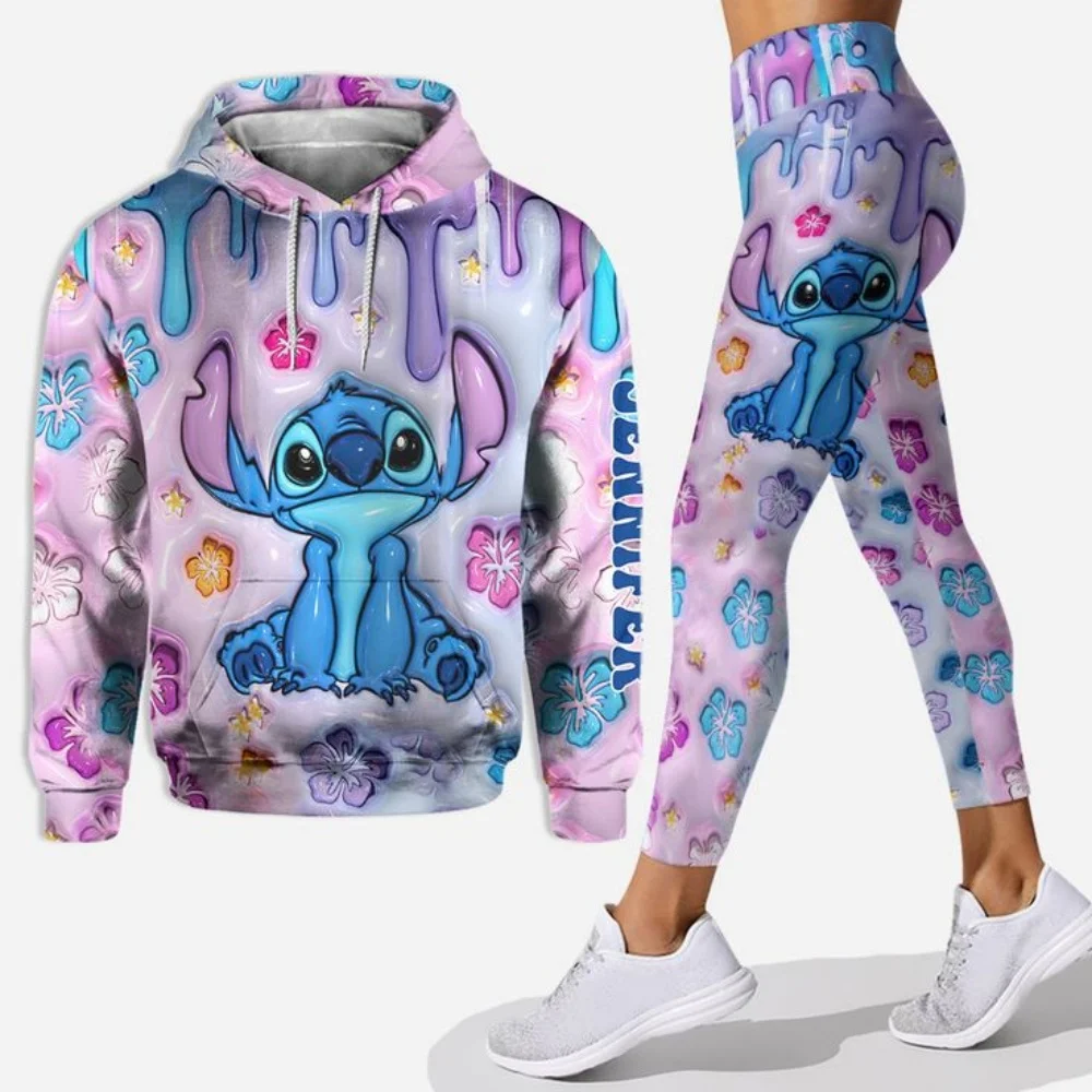 

2025 Disney 3D hoodie sports yoga pants Stitch fashion women sports Yoga suit 3D