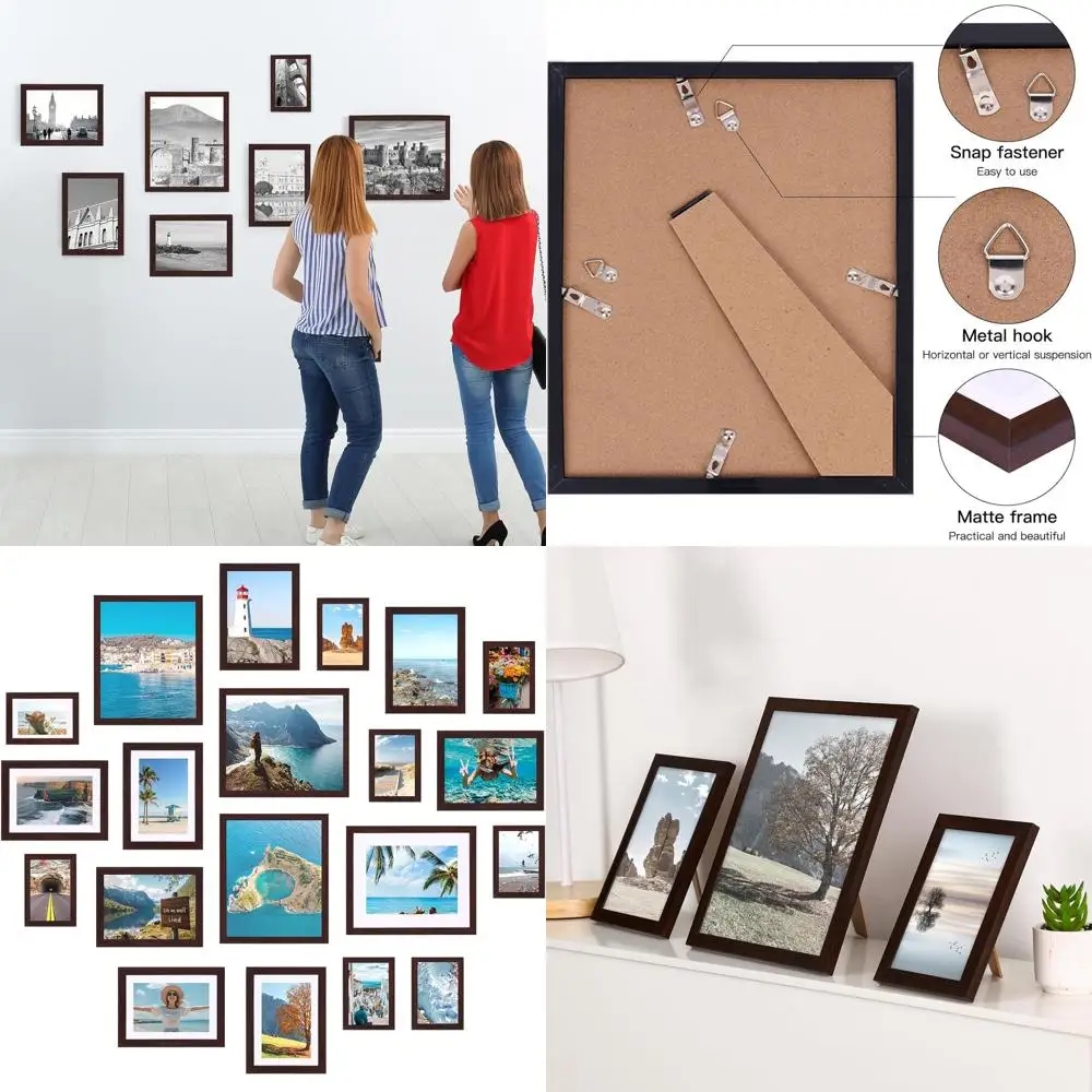 

20-Piece Wall Frame Set for Gallery Wall, Assorted Sizes, Brown Family Photo Frames, Hanging or Tabletop