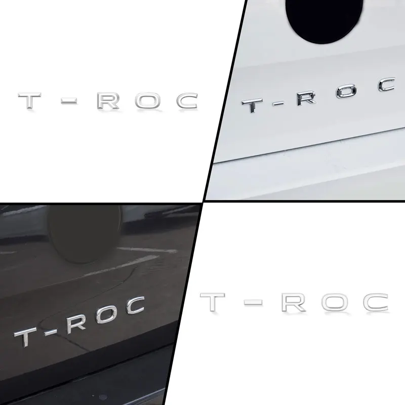 Car Decor 3D ABS Chrome Car Trunk Emblem Badge Sticker For Volkswagen TROC T-ROC Logo Auto Accessories