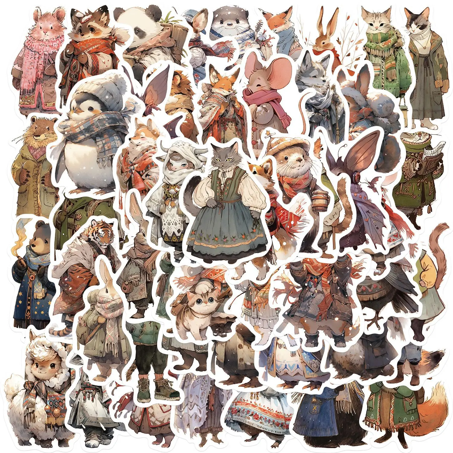 50pcs Cartoon Cure Winter Animal Series Graffiti Stickers Suitable for Laptop Helmets Desktop Decoration Stickers DIY Toys