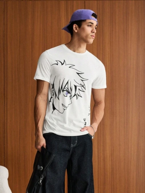 

Летние модные футболки с рисунком, большие повседневные винтажные мужские футболки Y2k, свободные женские футболки с короткими рукавами, 2024, аниме с принтом