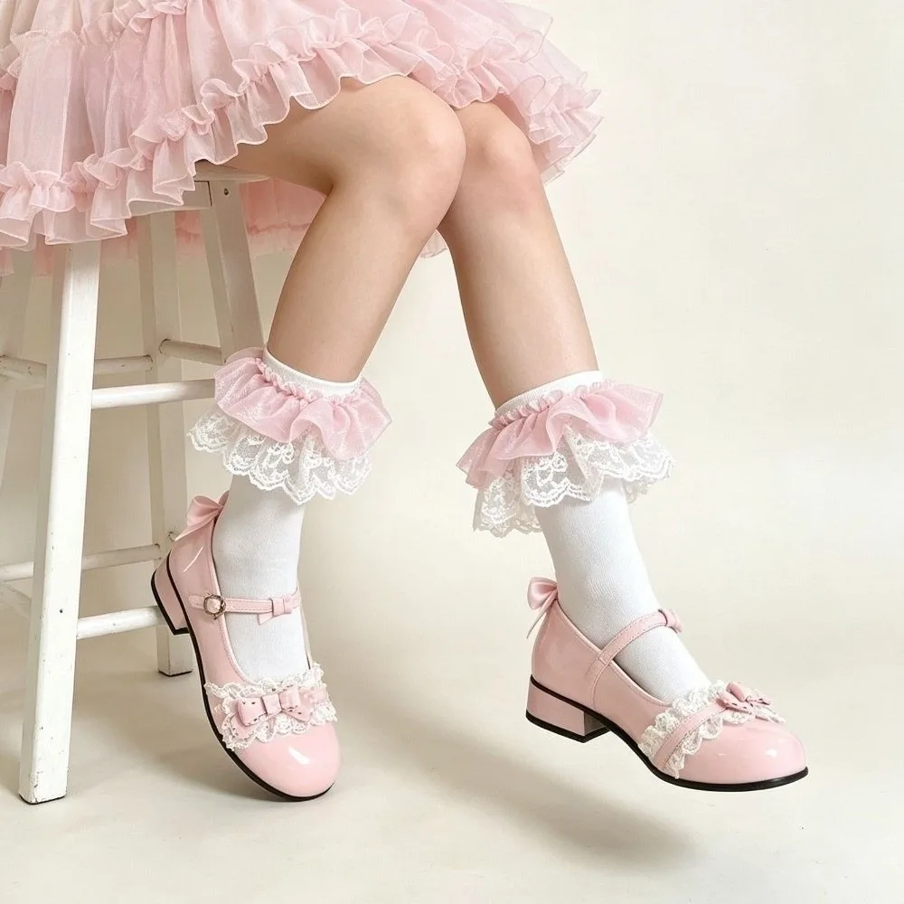 Sweet Tube Lace Socks Ruffle Lolita JK Women's Mid-calf Socks Cotton Lolita Socks Students