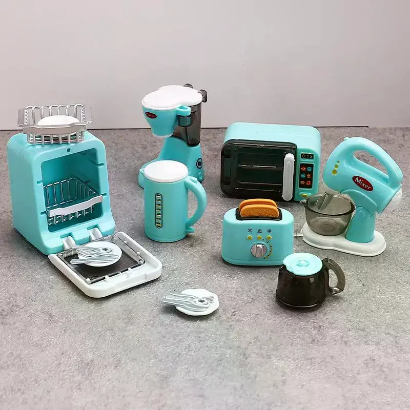 1Set 1:12 Casa delle bambole in miniatura Macchina da caffè Frullino per le uova Elettrodomestici Decor Toy Accessori per la casa delle bambole