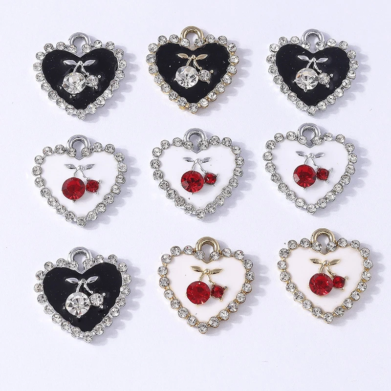 Duarte 20 Stück/Lot niedliche Kristall-Metall-Liebesherz-Anhänger für die Schmuckherstellung, Ohrringe, Halsketten, Armbänder, DIY-Bastelbedarf – Detail 10