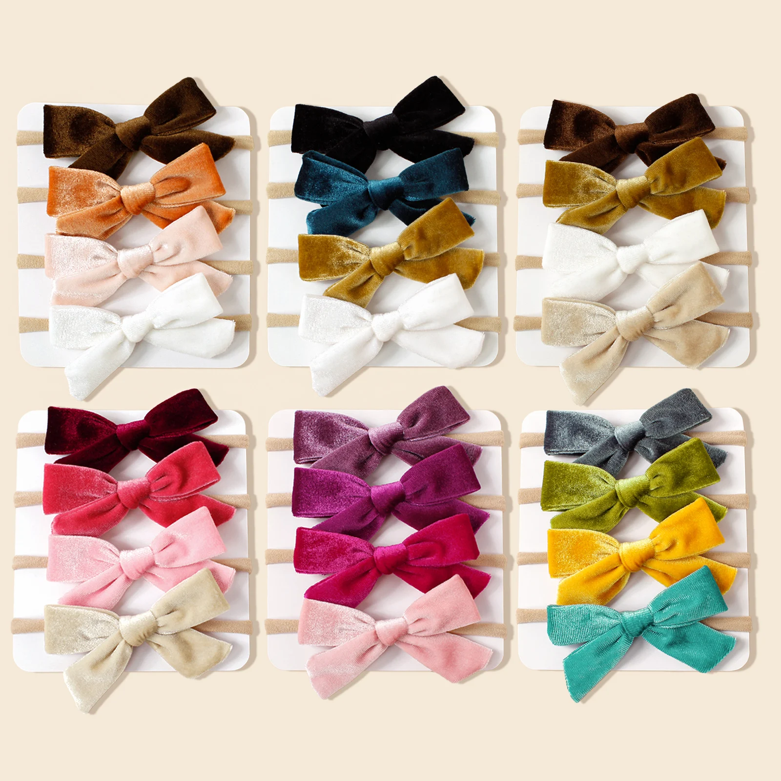 Diadema de nailon con Lazo de terciopelo para bebé, diadema Ultra suave y elástica, accesorios para el cabello diarios para niños pequeños, gran