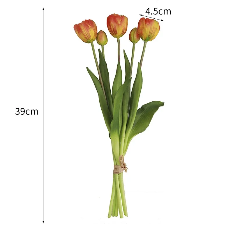 

5 Heads Artificial Latex Tulip Bouquet Real Touch Fake Tulip Flowers Home Decoration Party Wedding Bridal Bouquet