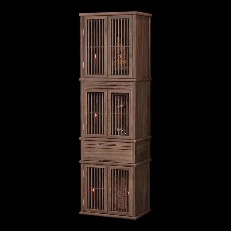 

A16 New Chinese Buddha Niche Altar Cabinet 3-Layer Tape Door Clothes Closet Modern Buddha Cabinet Worship Table