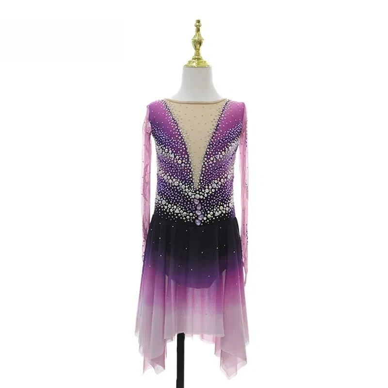 Customized Girls Figure Skating / Spinning / Performance Costumes Adult and Child Girls Performance Dresses Spinning Ice Costume