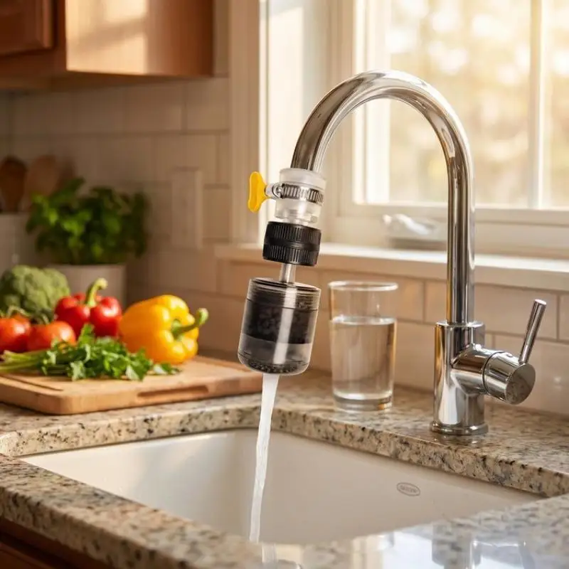 Titanium-Wasserhahnfilter Effiziente Verunreinigungs-Entfernung Einfache Installation Für den täglichen Gebrauch in der Küche zum Waschen von Gemüse – Detail 3