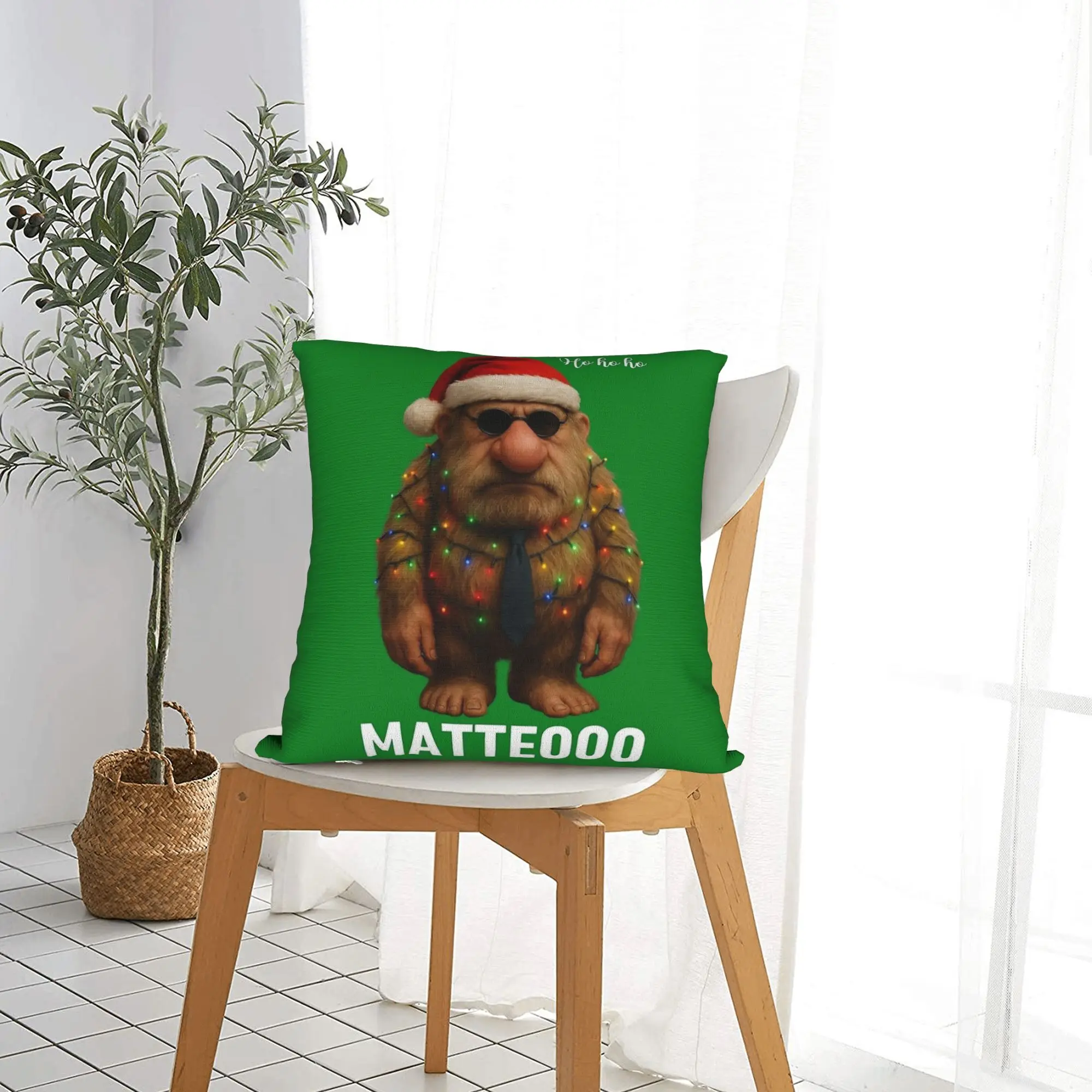 Matteo Matteooo الإيطالية Brainrot ميمي عيد الميلاد سانتا كلوز وسادة غطاء مريح غطاء الوسادة كيس وسادة لديكور المنزل الطرف #5