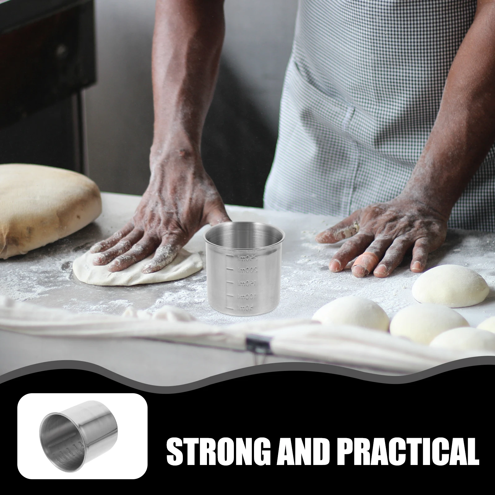 

Baking Measuring Cup Stainless Steel Kitchen Tool Clear Scale Precise Proportion Rice Beans Corn Storage Container