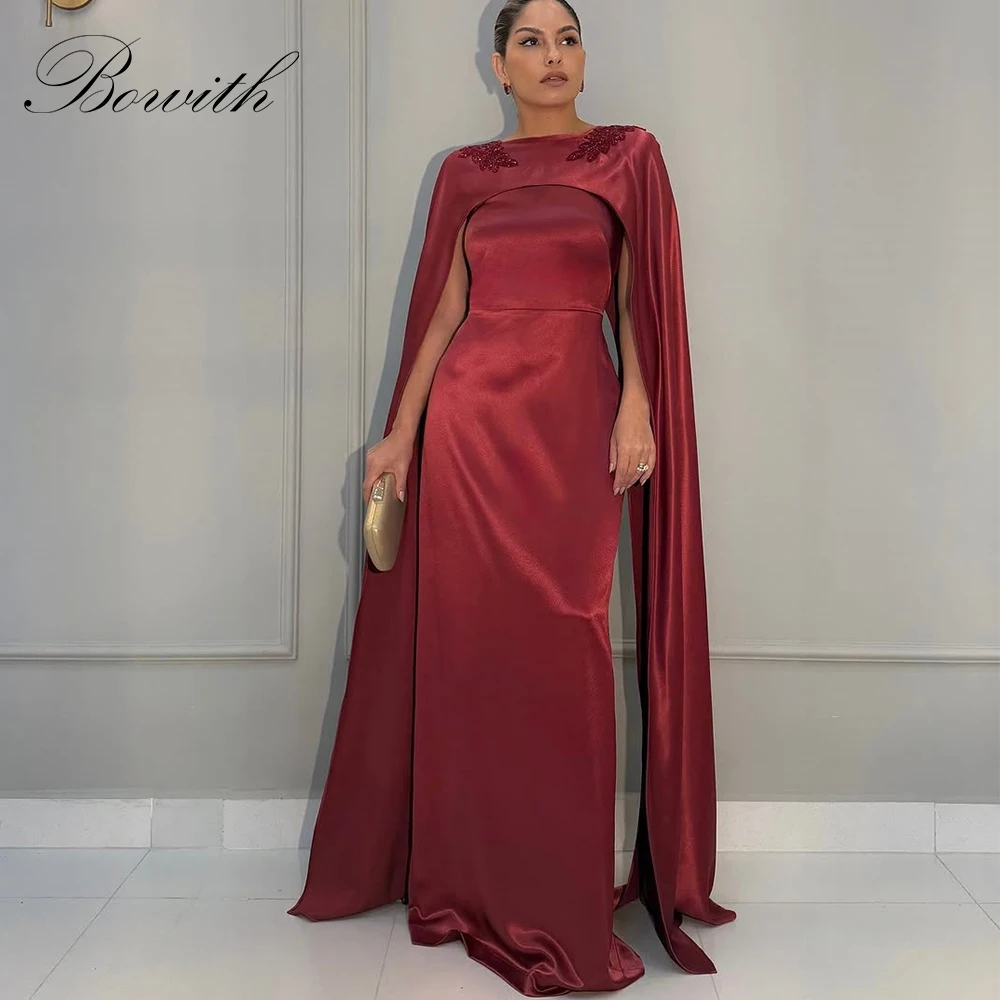 

Bowith Women Prom Dresses Luxury 2025 Burgundy Elegant Evening Dresses with Beading Shawl Customized Party Gown