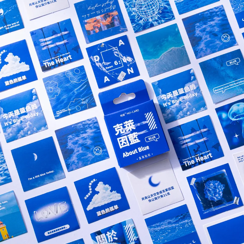 46 Pieces/box Klein Blue Box Stickers Photo Albums Scrapbooks Diaries Greeting Cards Decorations Collages Student Supplies