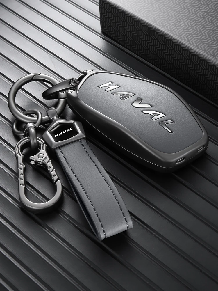 Autoschlüsselhülle für GWM Haval H6 H7 Schlüsselanhänger, Schutz aus Zinklegierung, vollständige Abdeckung, kratzfest, sturzsicher, H9 F7x Dargo Raptor Zubehör – Detail 2