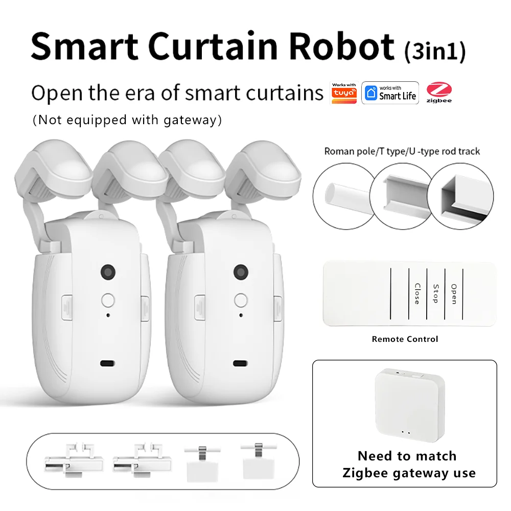 ZigBee 3 in1 smart electric curtain motor wireless remote control openerTiming Light Sensor Smart Life App(without gateway)