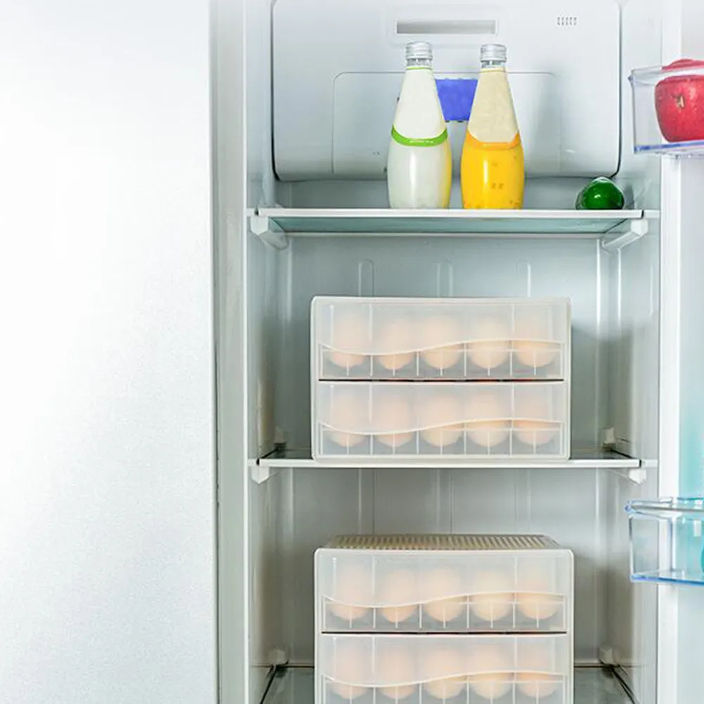 

60-Grid Double-Layer Stackable Egg Storage Box Food Grade Plastic Refrigerator Organizer Transparent Drawer Design Egg Tray