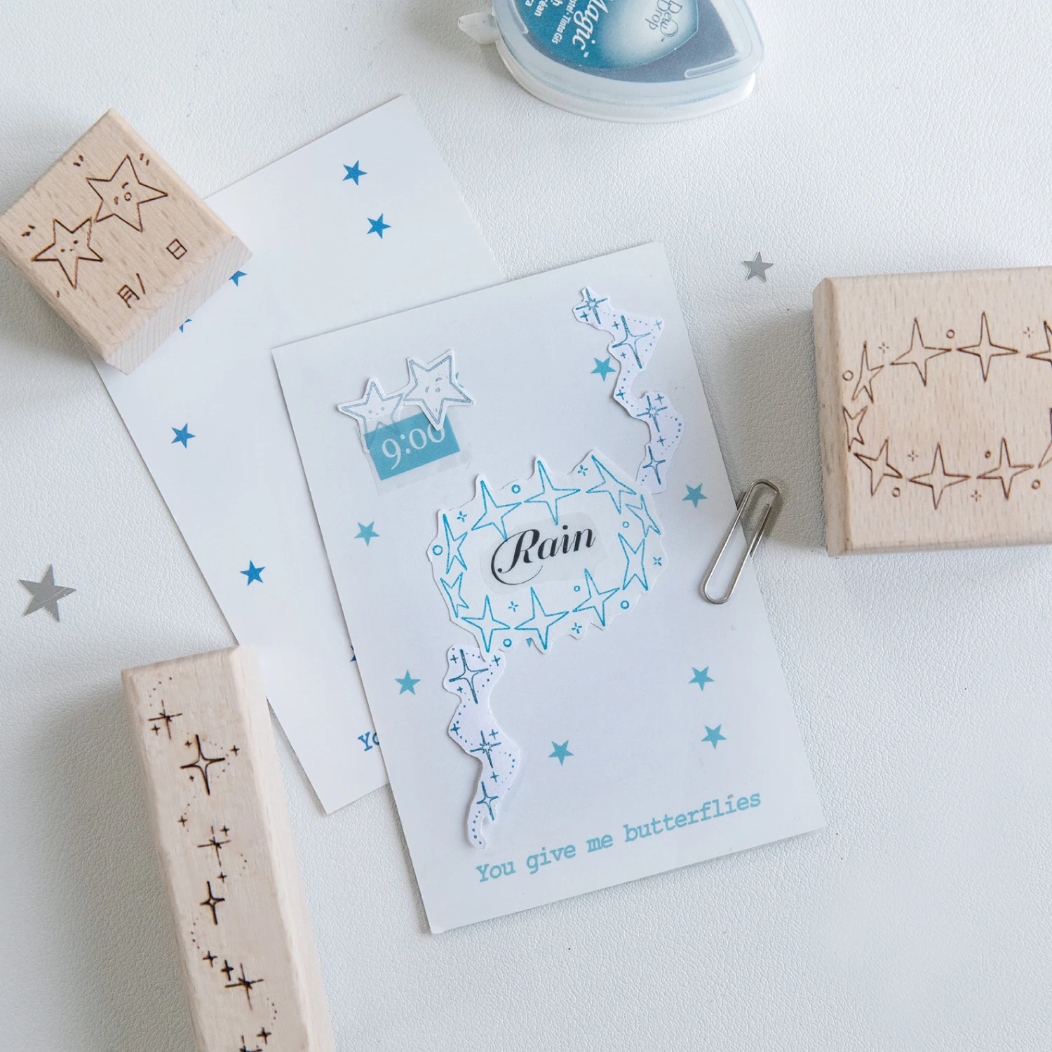 1PC Lucky Star Arrival Series Dreamy Star River Handbook Decoration Beech Wood Seal DIY Diary Scrapbook Aesthetics Journal Seal view 3
