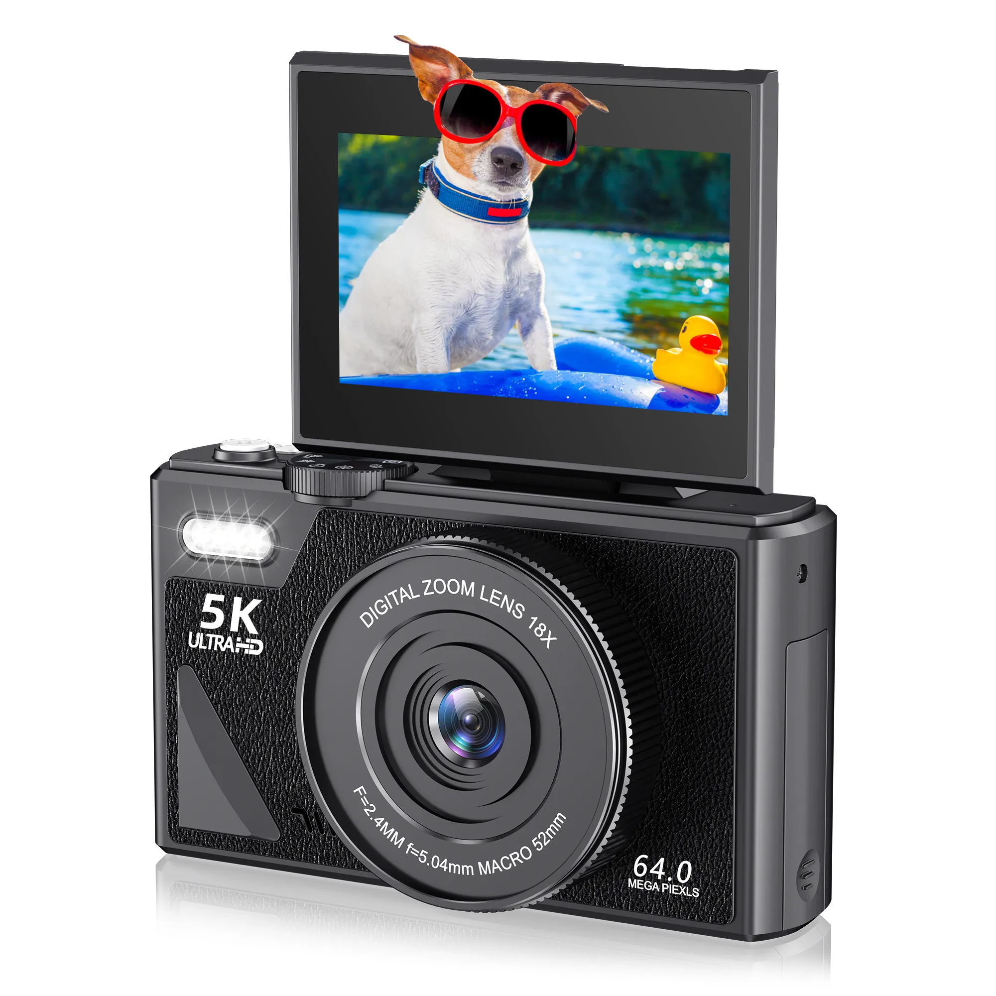 5K 75MP Digital Camera for Photography 18X Zoom YouTube Vlog Video Camera 3’’ Flip Screen Beginner Anti-shake Selfie Camcorder