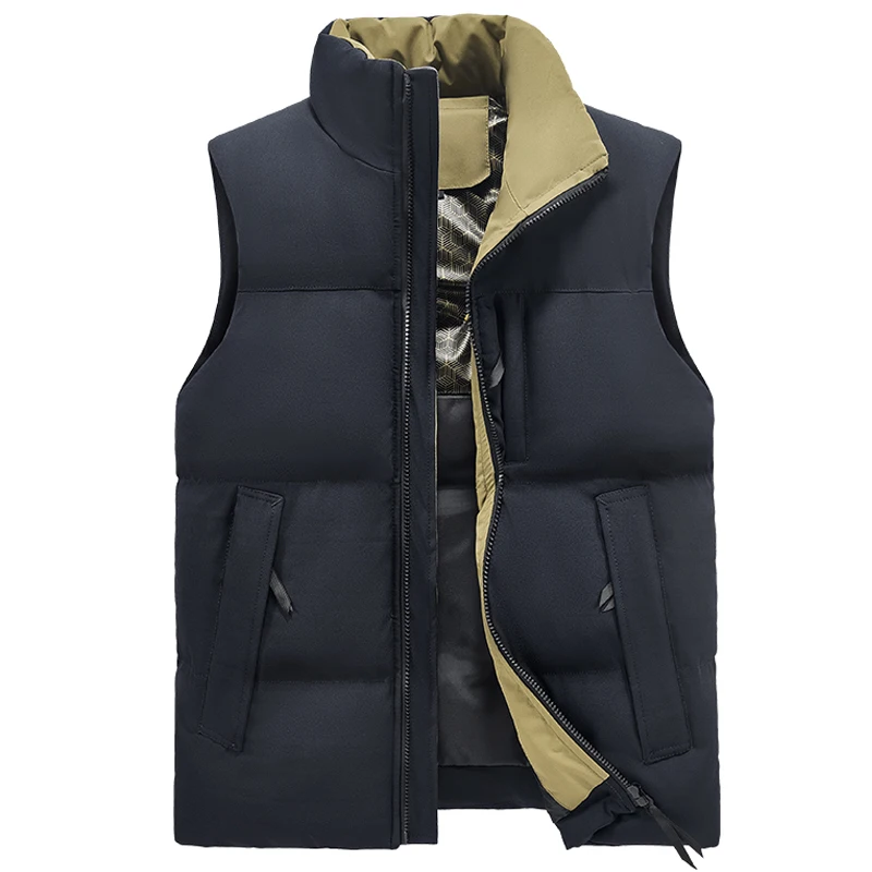 mens waistcoat L-6XL 7XL 8XL Autumn winter New splice Men's Middle age Solid color business casual vest  sunscreen warm vest