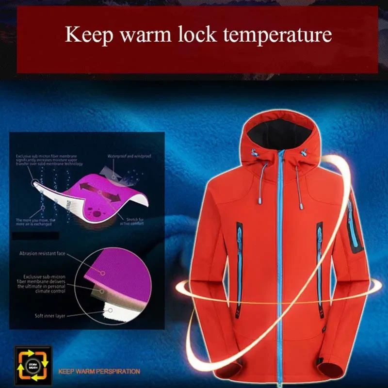 New Mens Winter Fleece Outdoor Hiking Trekking Tourism Camping Breathable Waterproof Softshell Outerwear JK08